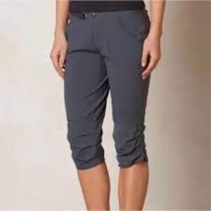Prana Jasmine Knicker Pants Gray Stretch Nylon Outdoor Hiking Adjustable Capris